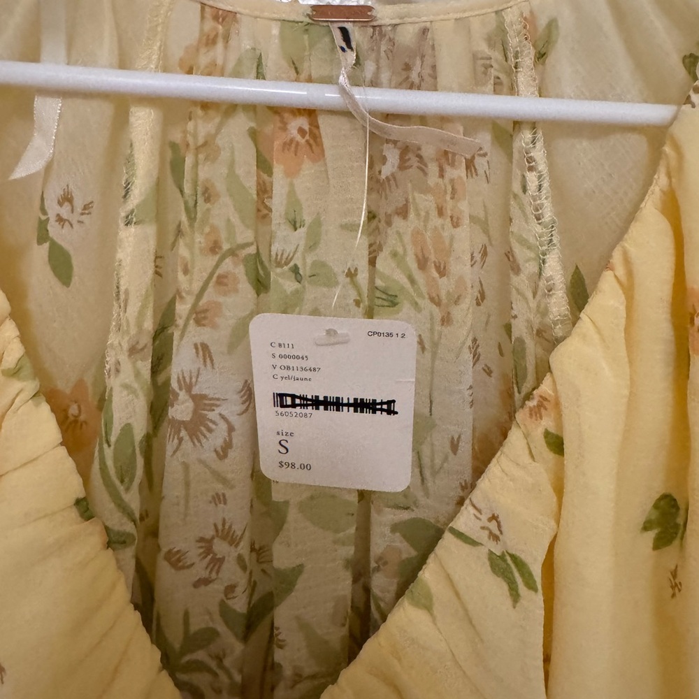 Free People final rose Yellow Floral Ruched Blouse - Picture 4 of 5